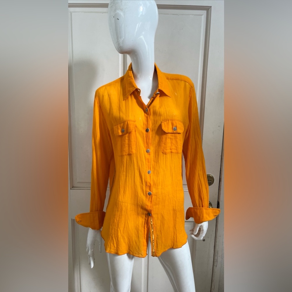 PAUL ROPP RARE! VINTAGE! Orange Gauzy Cotton Buttoned Shirt Sz 4 NEW!
